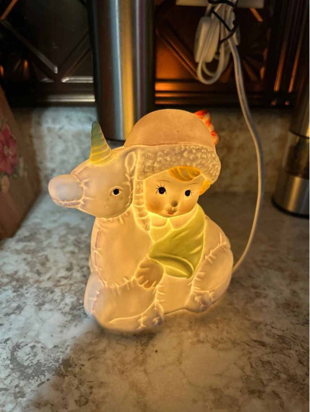 Porcelain unicorn night light